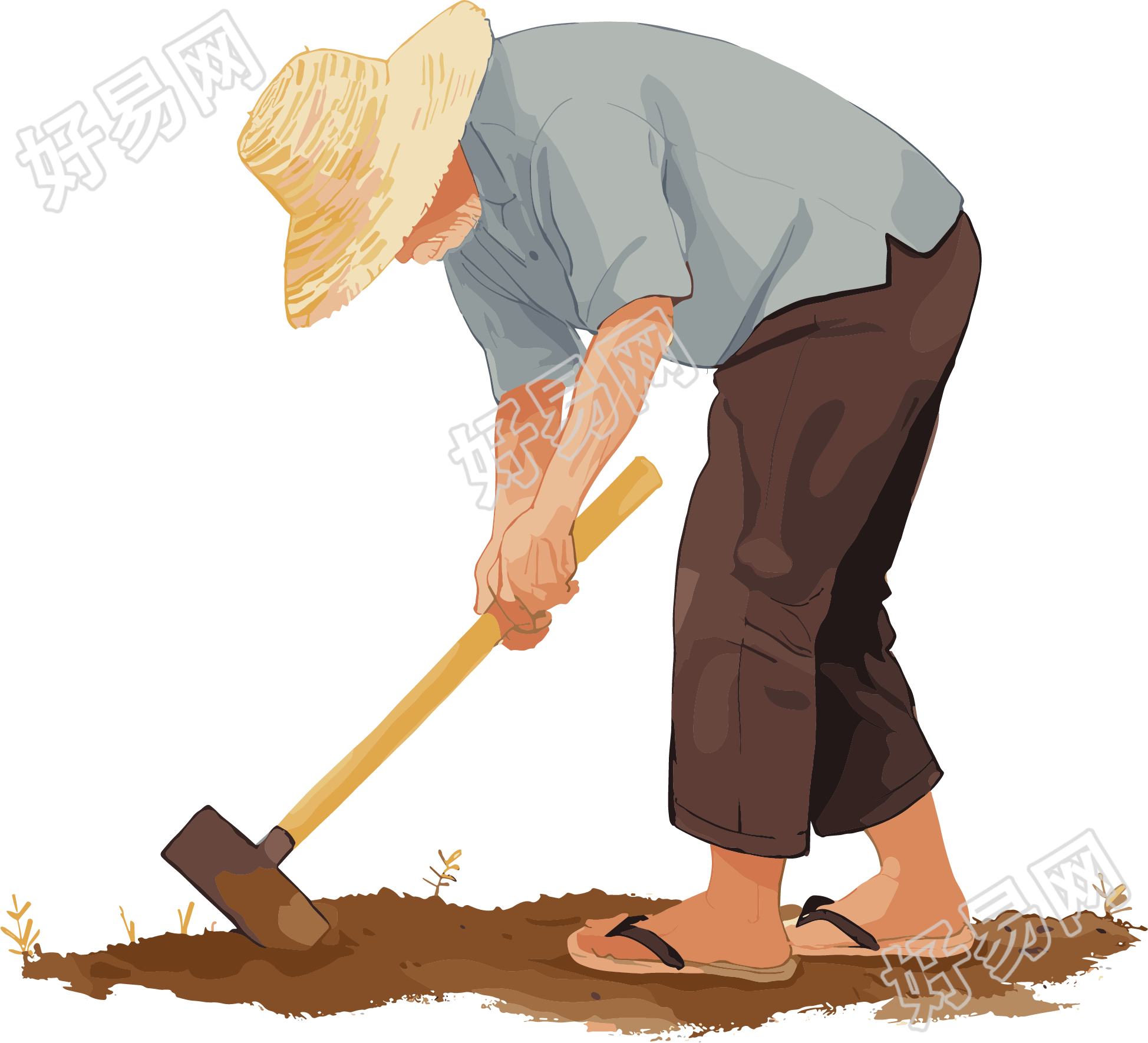 农民锄地素材