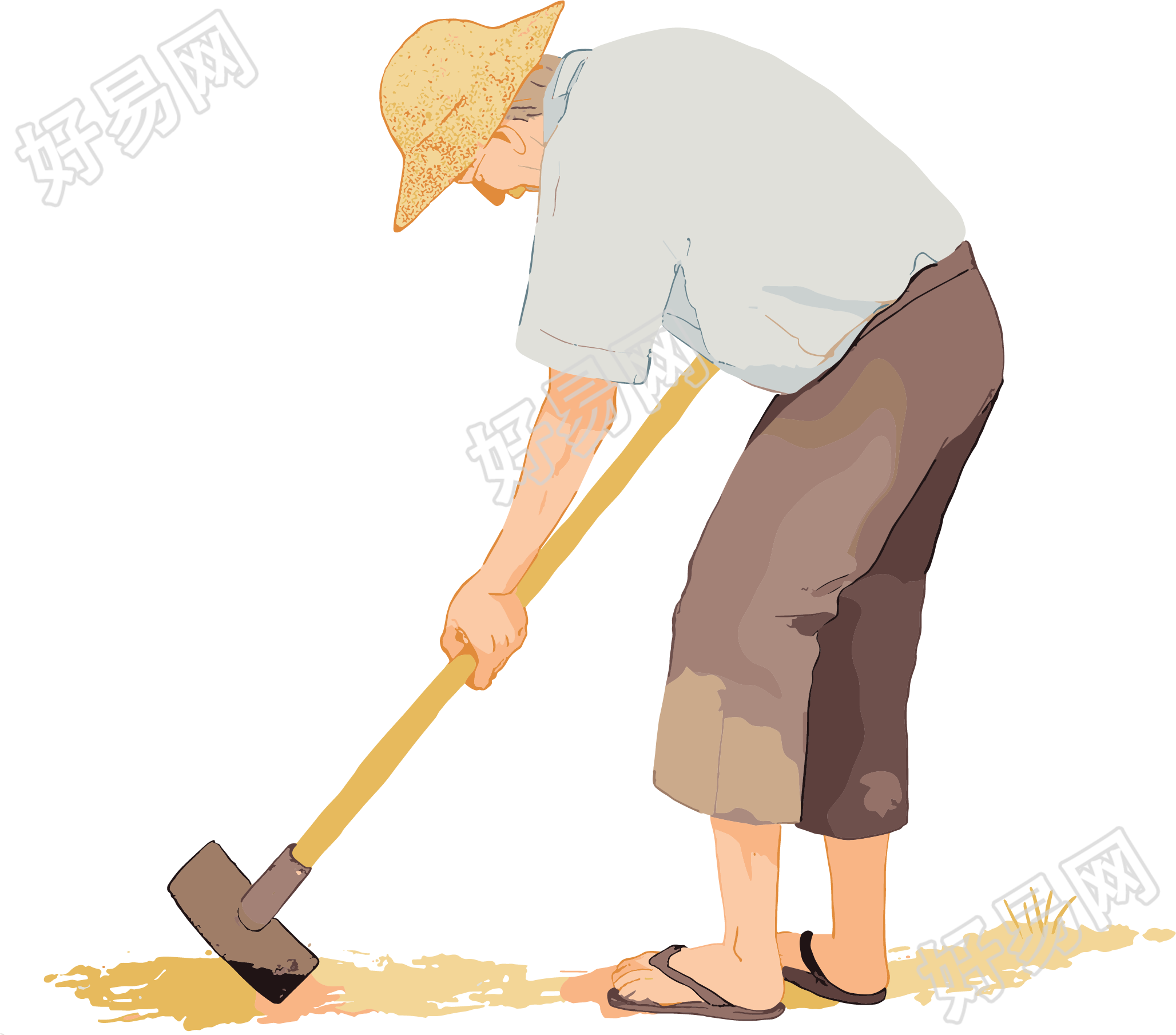 农民锄地插图