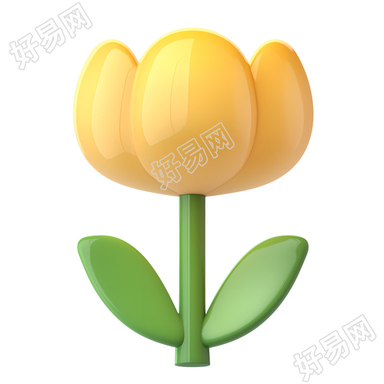 3D黄色小花元素