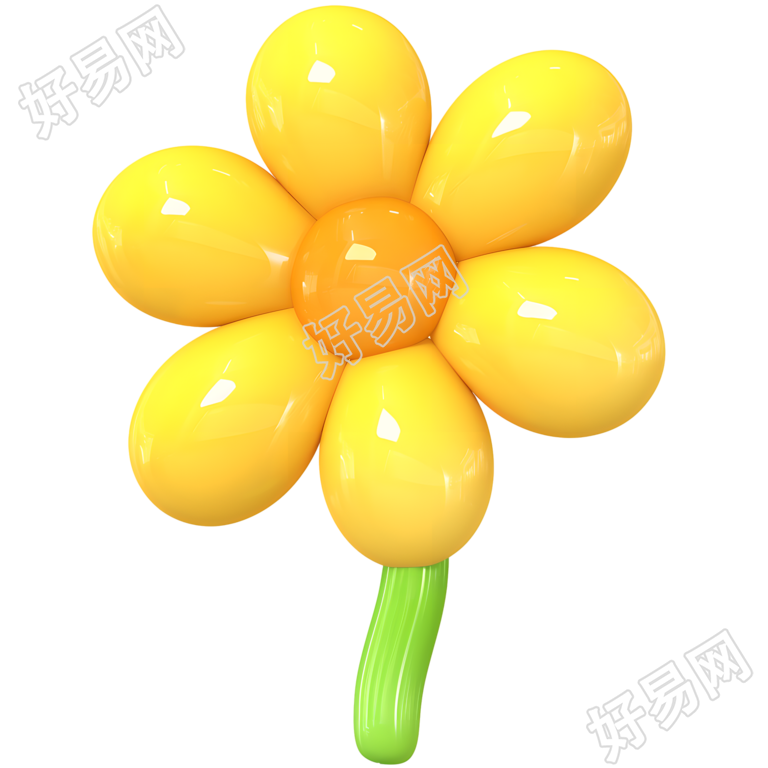 3D黄色小花插画