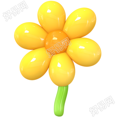 3D黄色小花插画