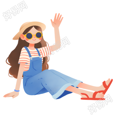 海边旅游女孩插图