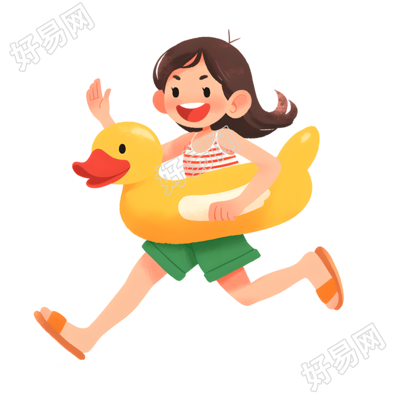 海边旅游游泳女孩素材