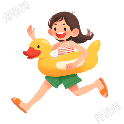 海边旅游游泳女孩素材
