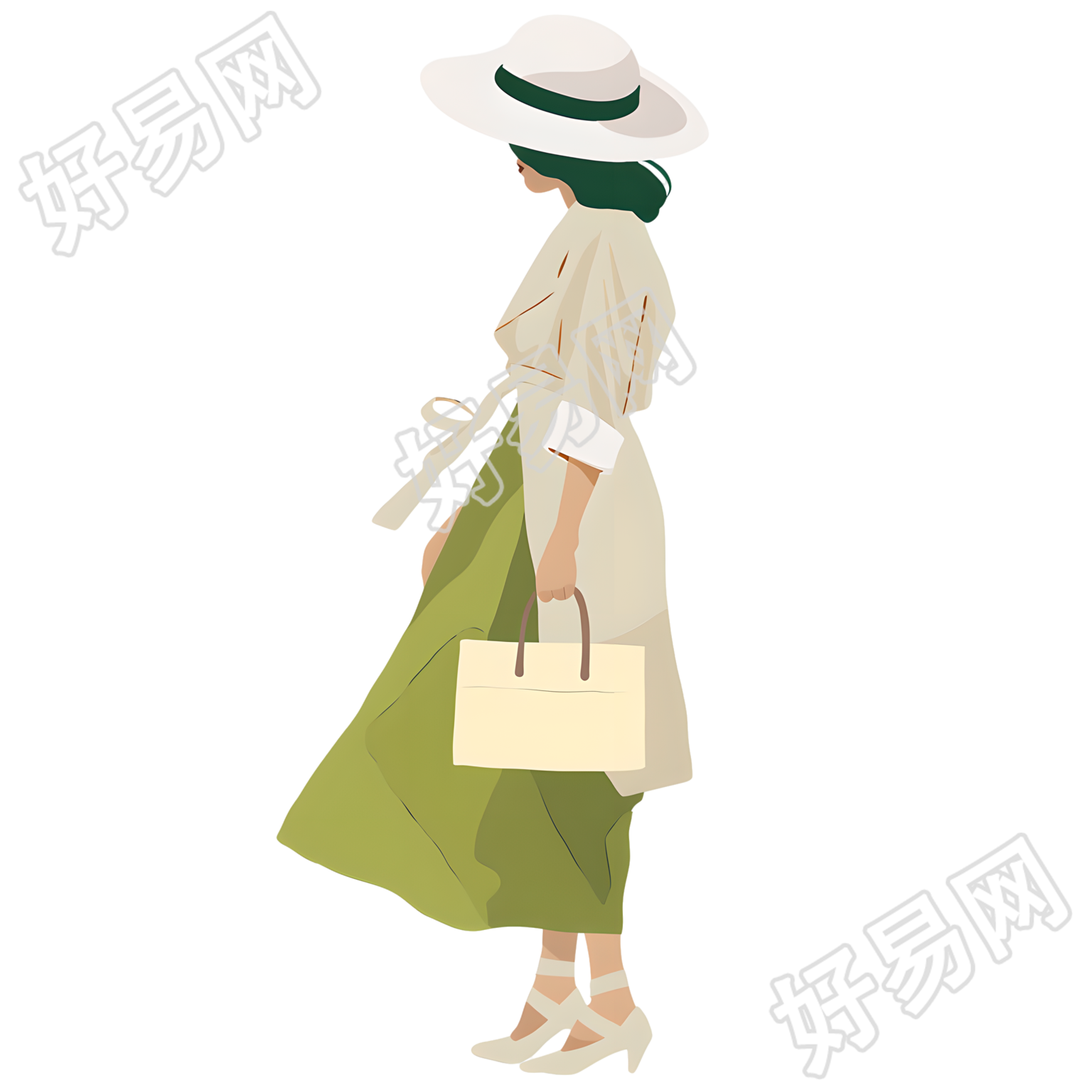 夏日游玩女生海边旅游插图