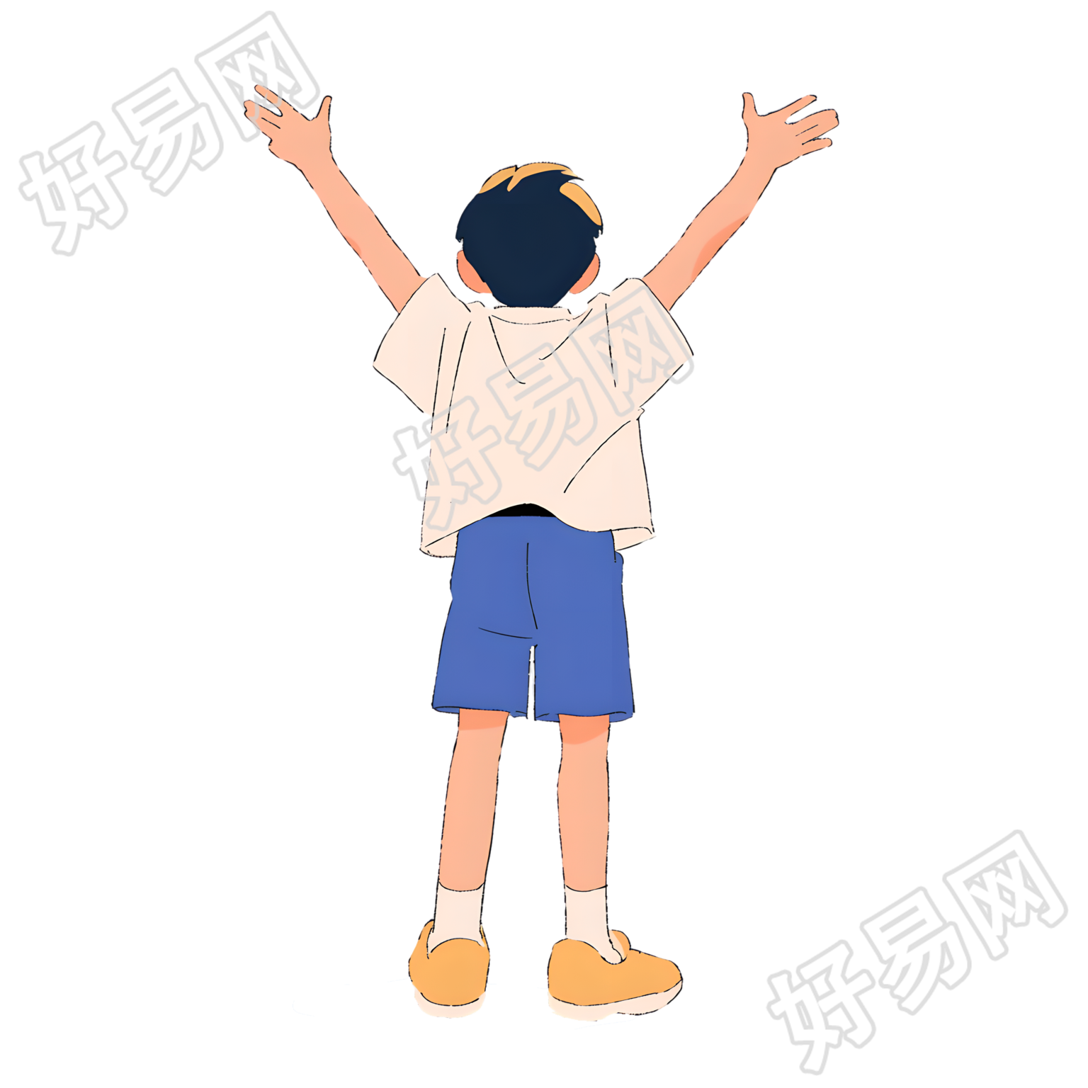 海边旅游男生卡通素材