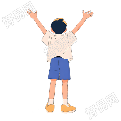 海边旅游男生卡通素材