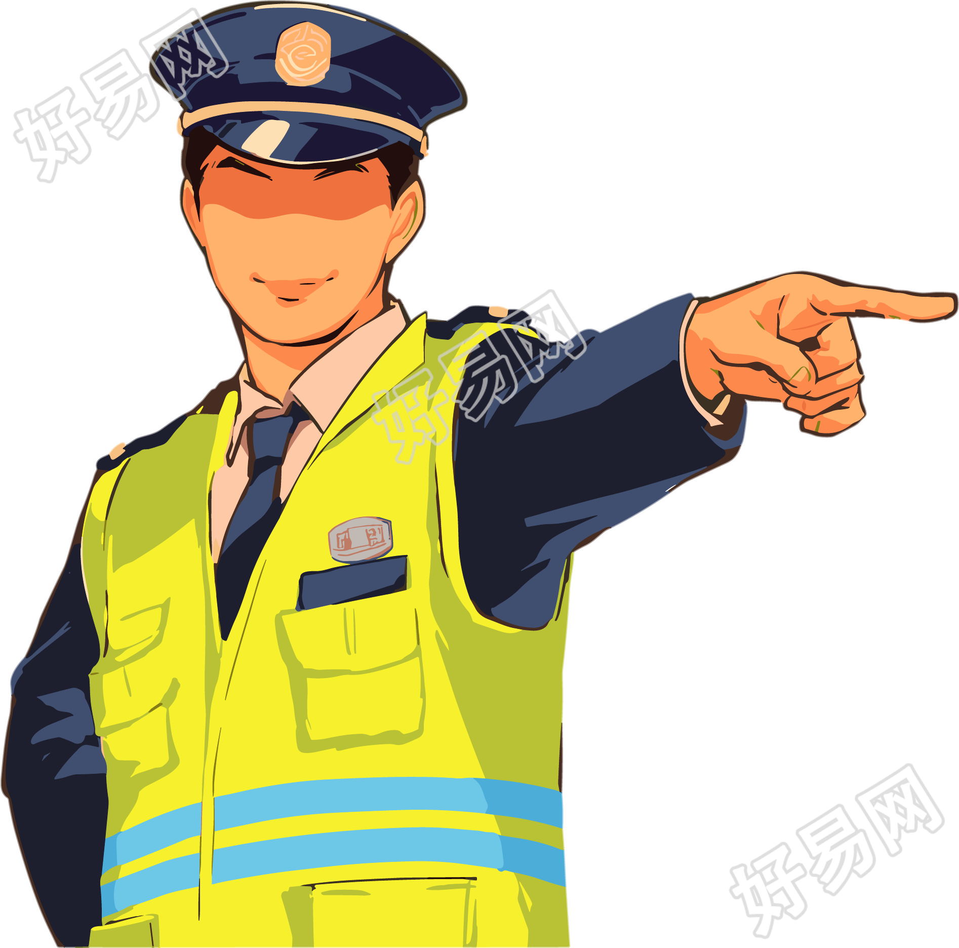 交警插画设计元素