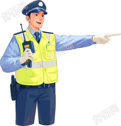 交警指挥交通插画