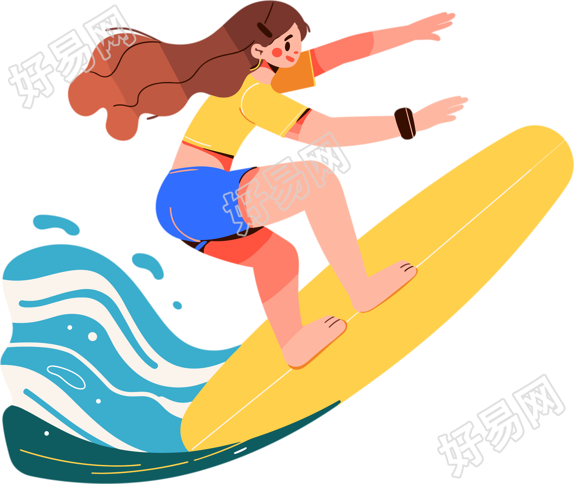冲浪女生插图