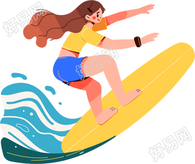 冲浪女生插图