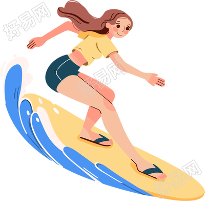 冲浪女生插画素材