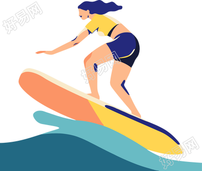 冲浪女生透明背景插画