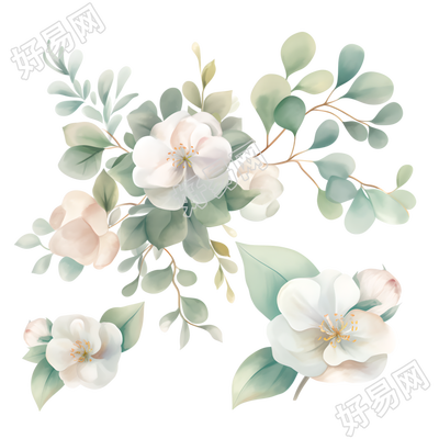 水彩植物简约插图