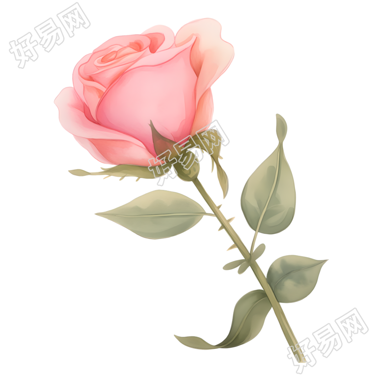 水彩植物玫瑰花插图