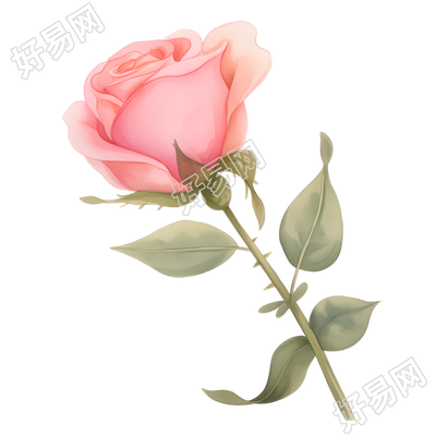 水彩植物玫瑰花插图