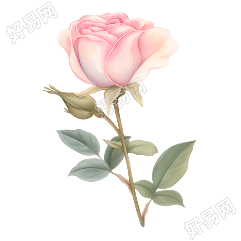 水彩植物玫瑰花插画