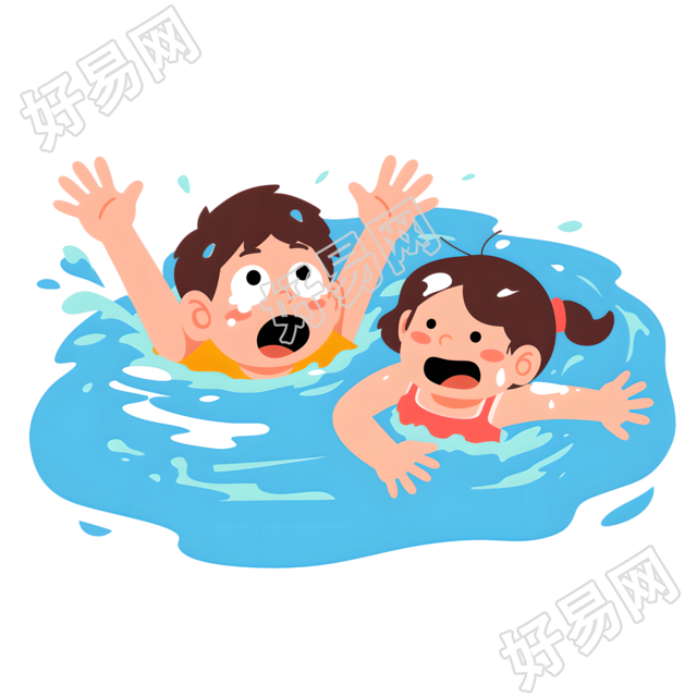 溺水向量插画