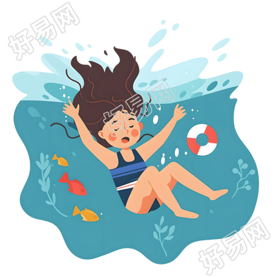 溺水女孩沉入水中素材
