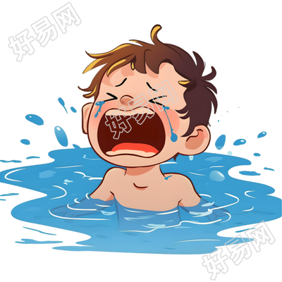 溺水男孩插画