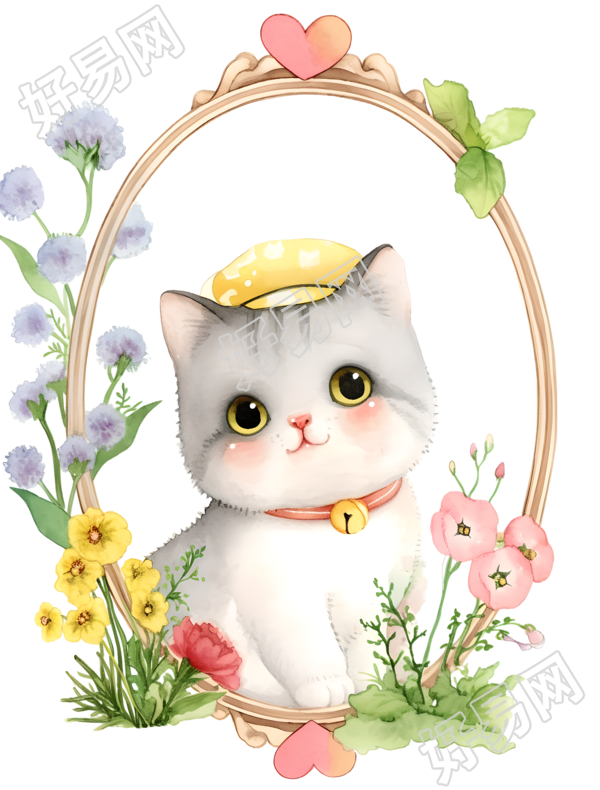 小猫儿童水彩素材