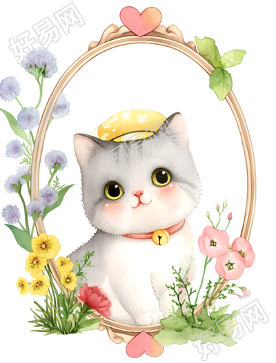 小猫儿童水彩素材