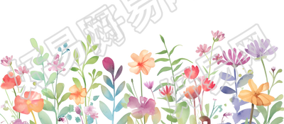 花丛儿童水彩插图
