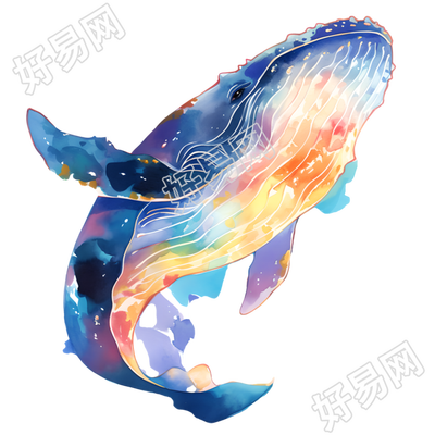 鲸鱼儿童水彩元素