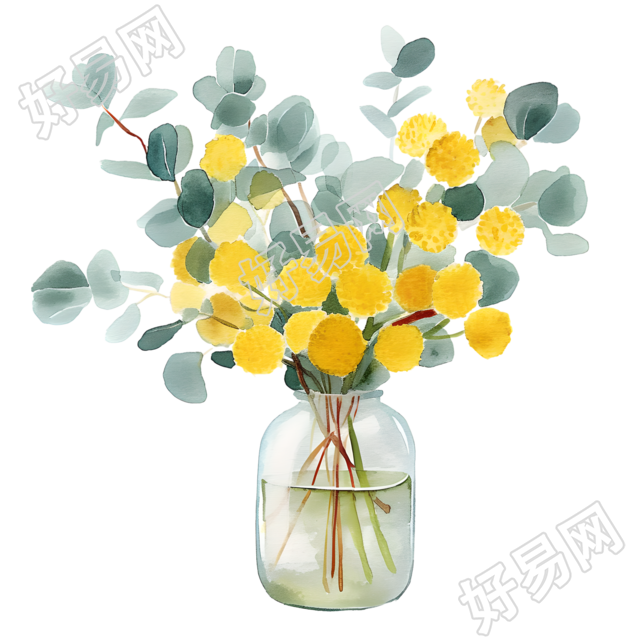 插花儿童水彩素材