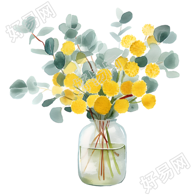 插花儿童水彩素材