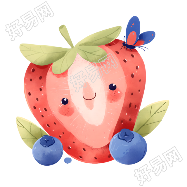 草莓儿童水彩素材