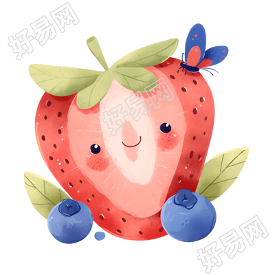 草莓儿童水彩素材