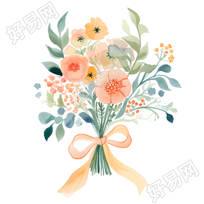 花束儿童水彩素材