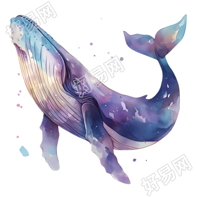 鲸鱼儿童水彩插图