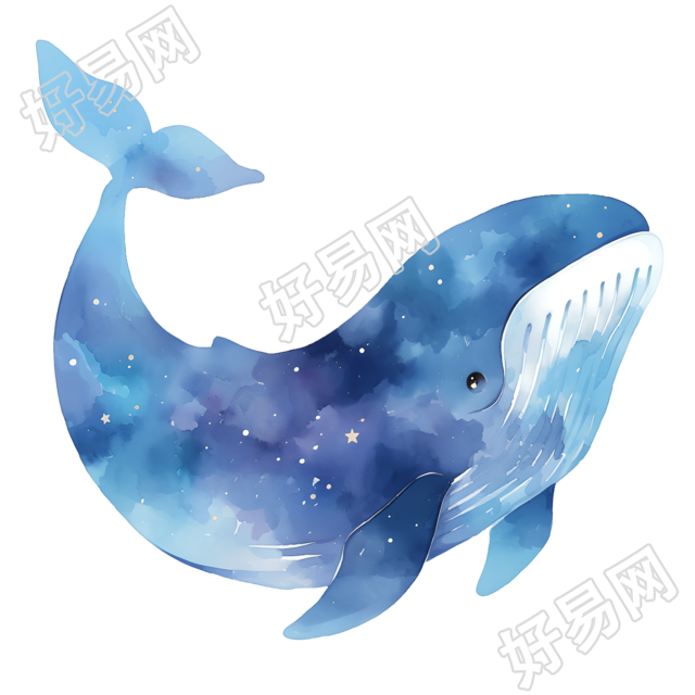 鲸鱼儿童水彩美术素材