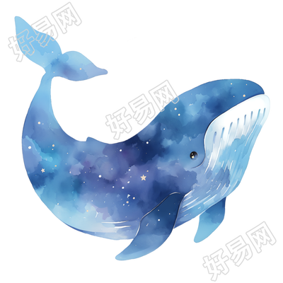 鲸鱼儿童水彩美术素材