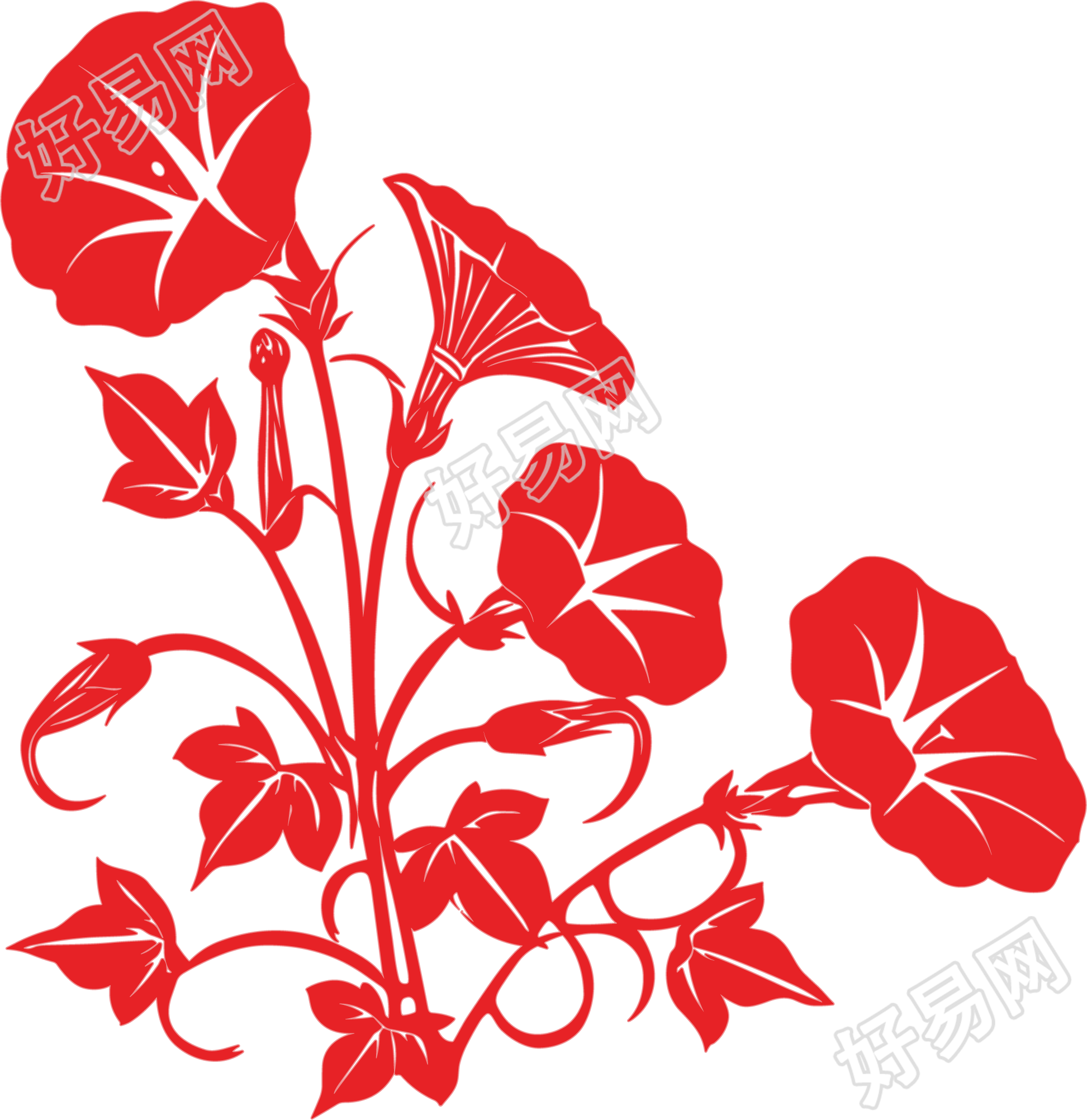 牵牛花剪纸插画