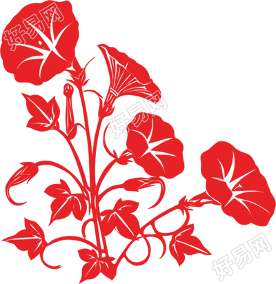 牵牛花剪纸插画