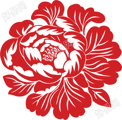 牡丹剪纸PNG素材