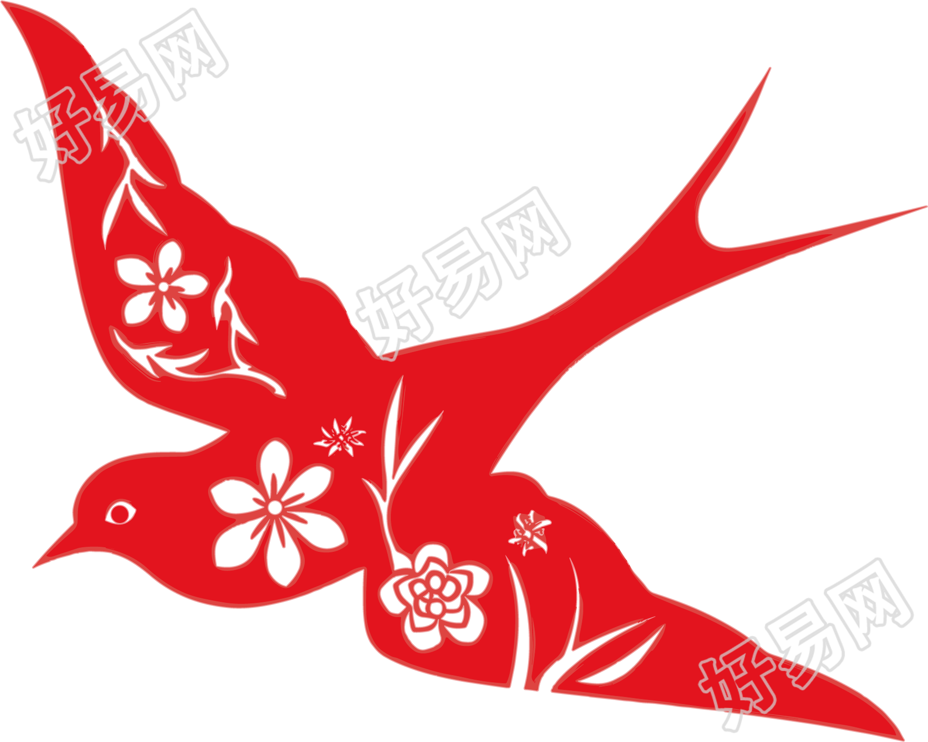 燕子剪纸矢量素材