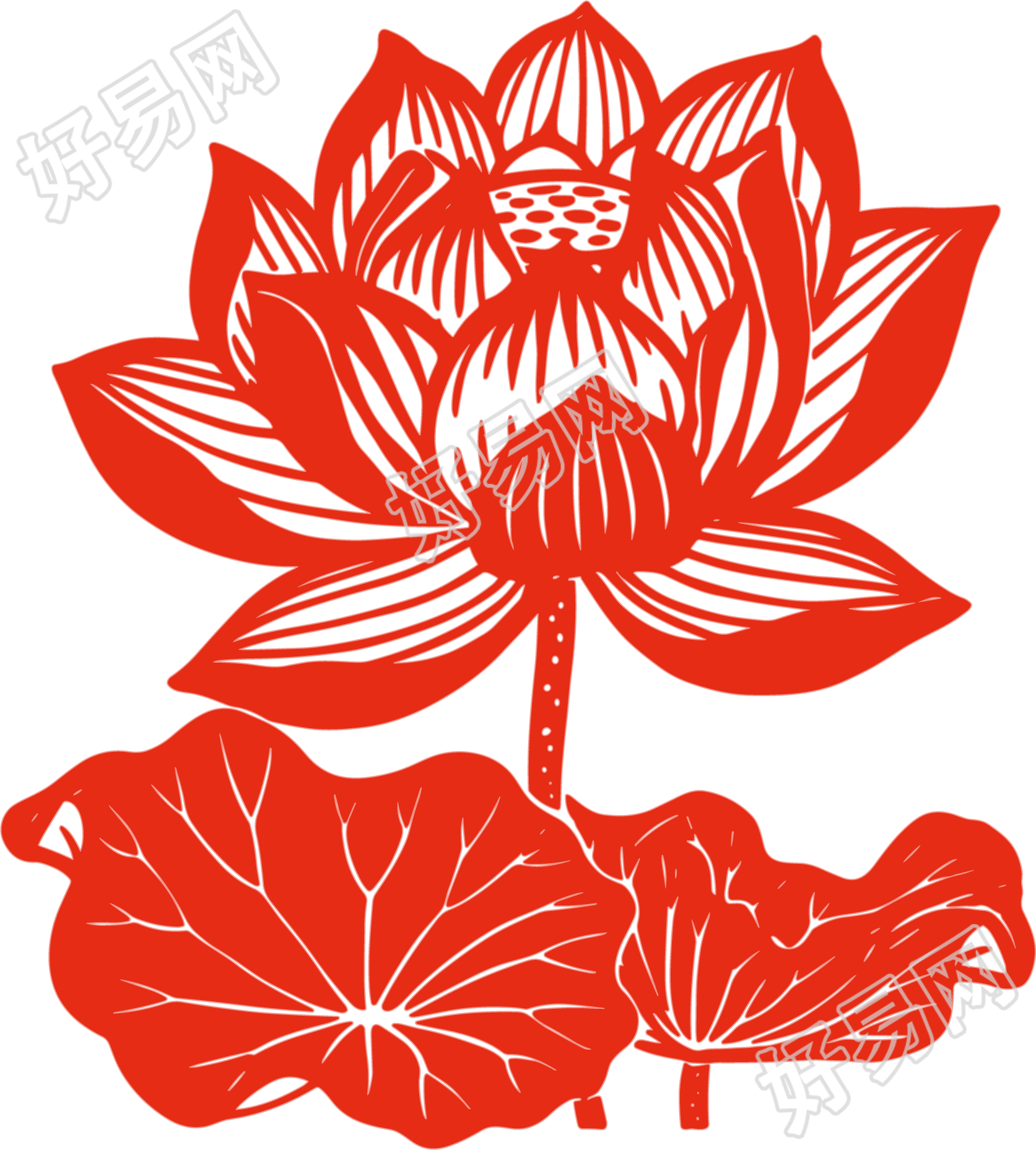 荷花剪纸元素