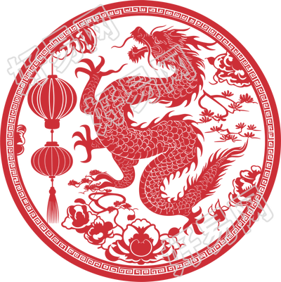中国龙剪纸插图