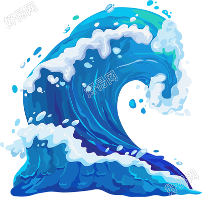 海浪防汛卡通风格素材