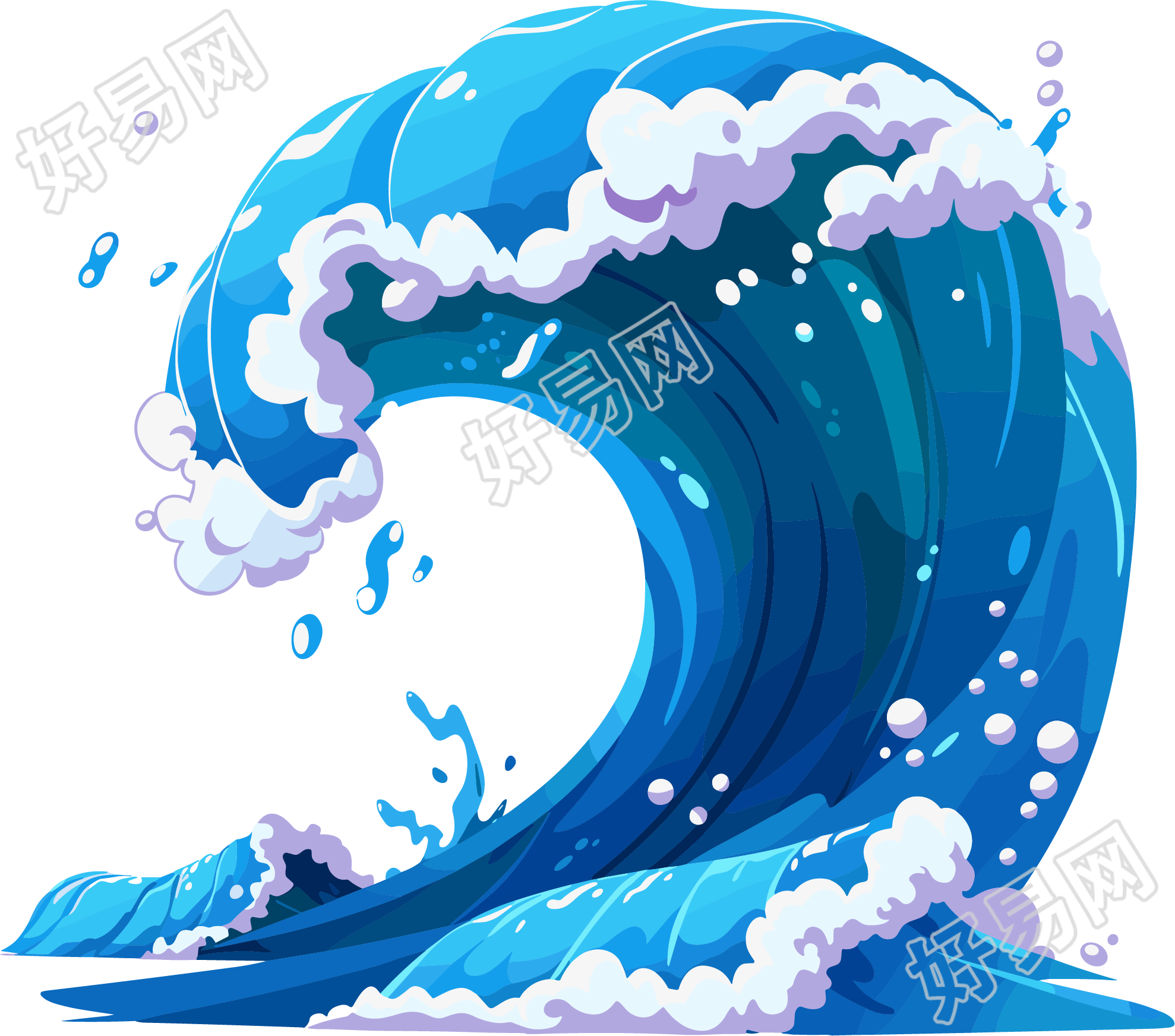 海浪防汛矢量插画