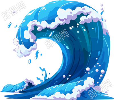 海浪防汛矢量插画