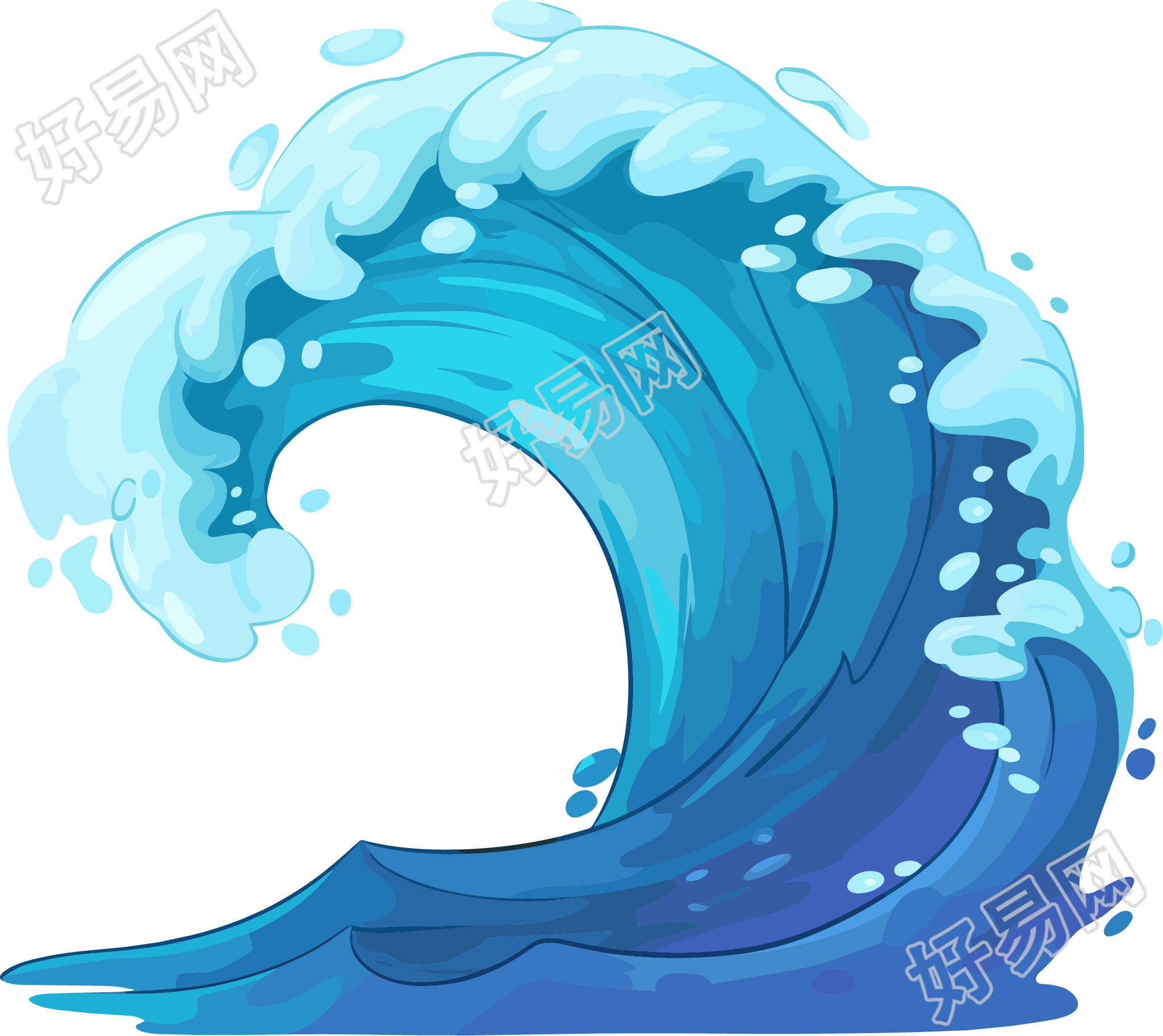 海浪防汛PNG插画