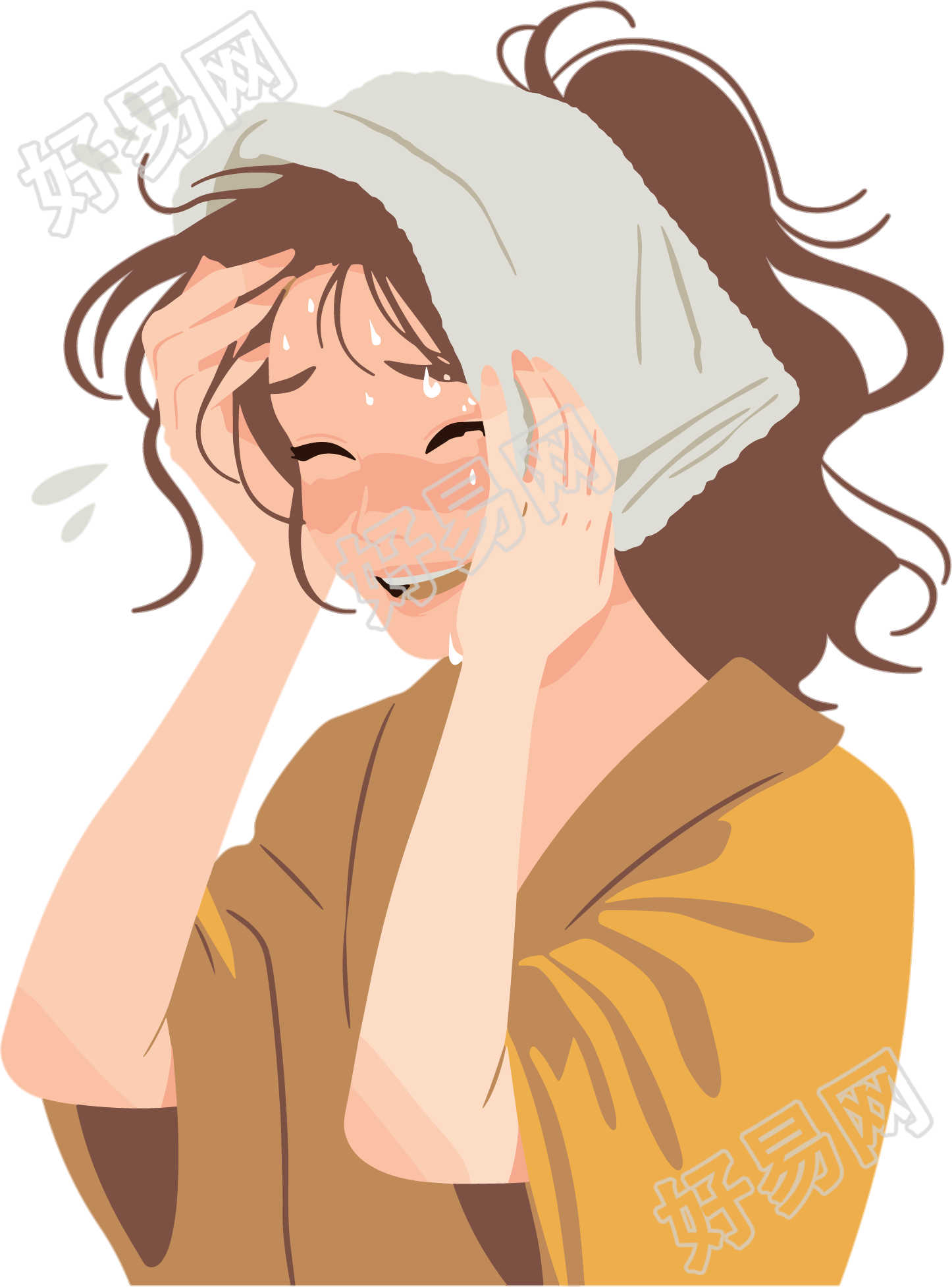 中暑女孩夏季防暑元素