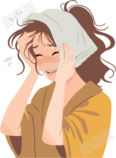 中暑女孩夏季防暑元素