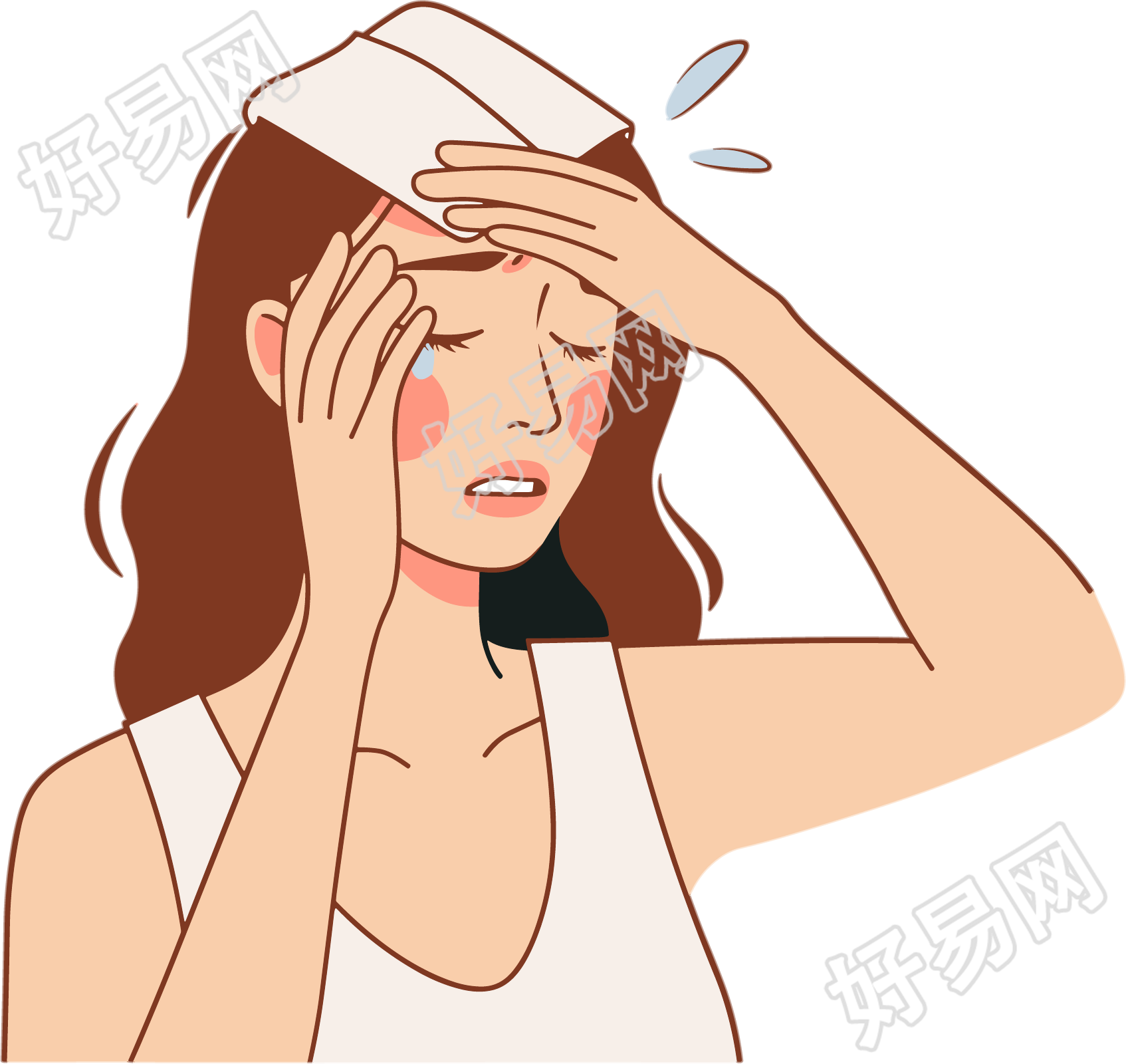 中暑女孩夏季防暑插画