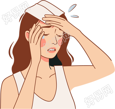 中暑女孩夏季防暑插画
